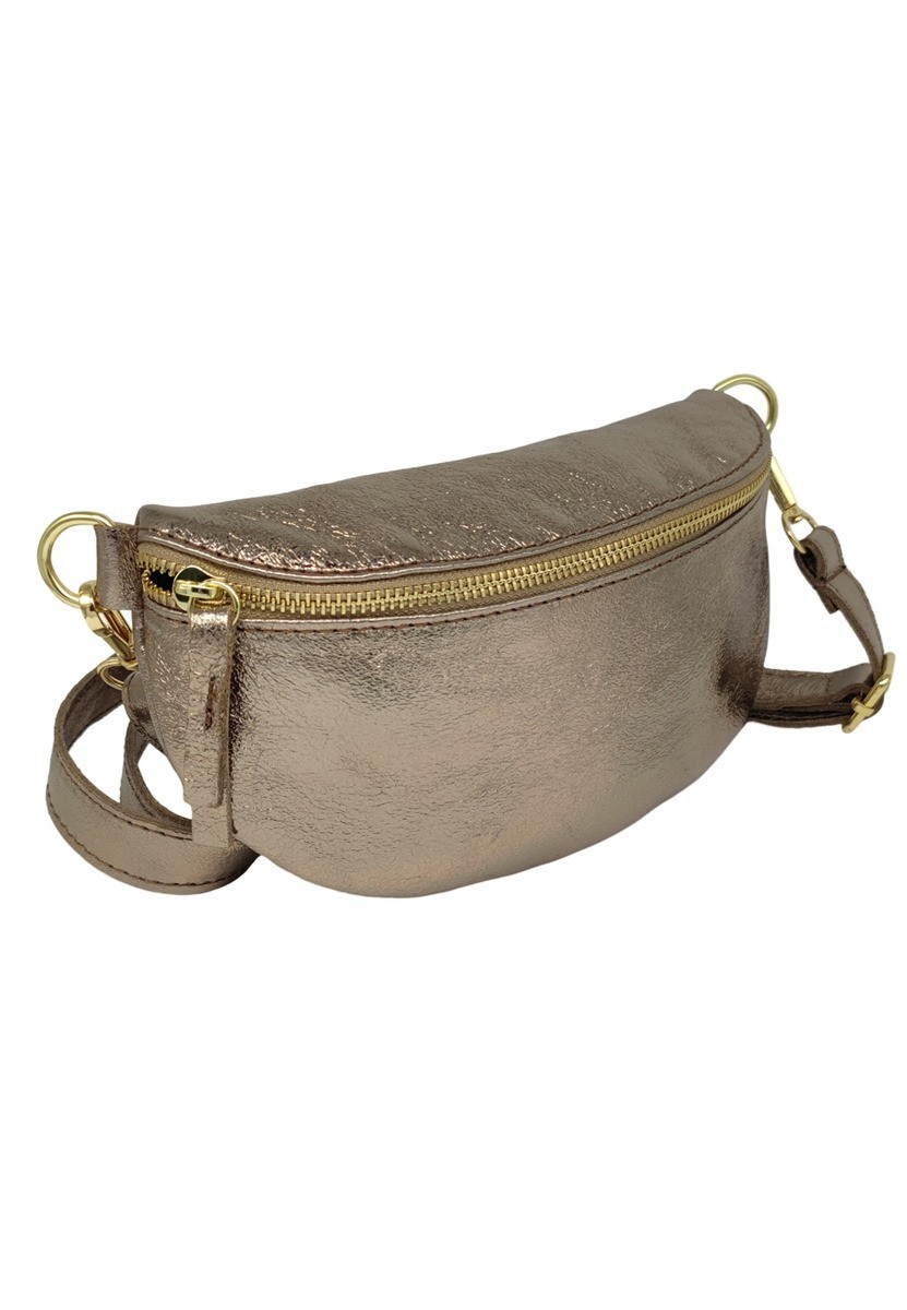 Soleil Chic Sac Banane cuir Demi Lune Champagne Irise