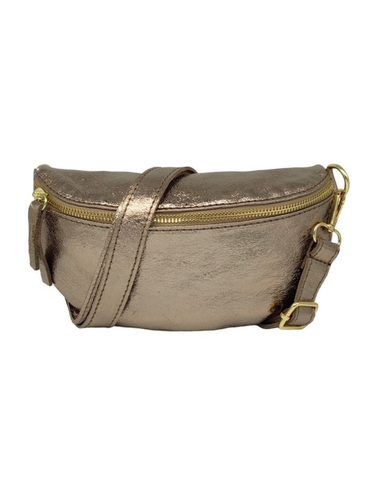 Soleil Chic Sac Banane cuir Demi Lune Champagne Irise