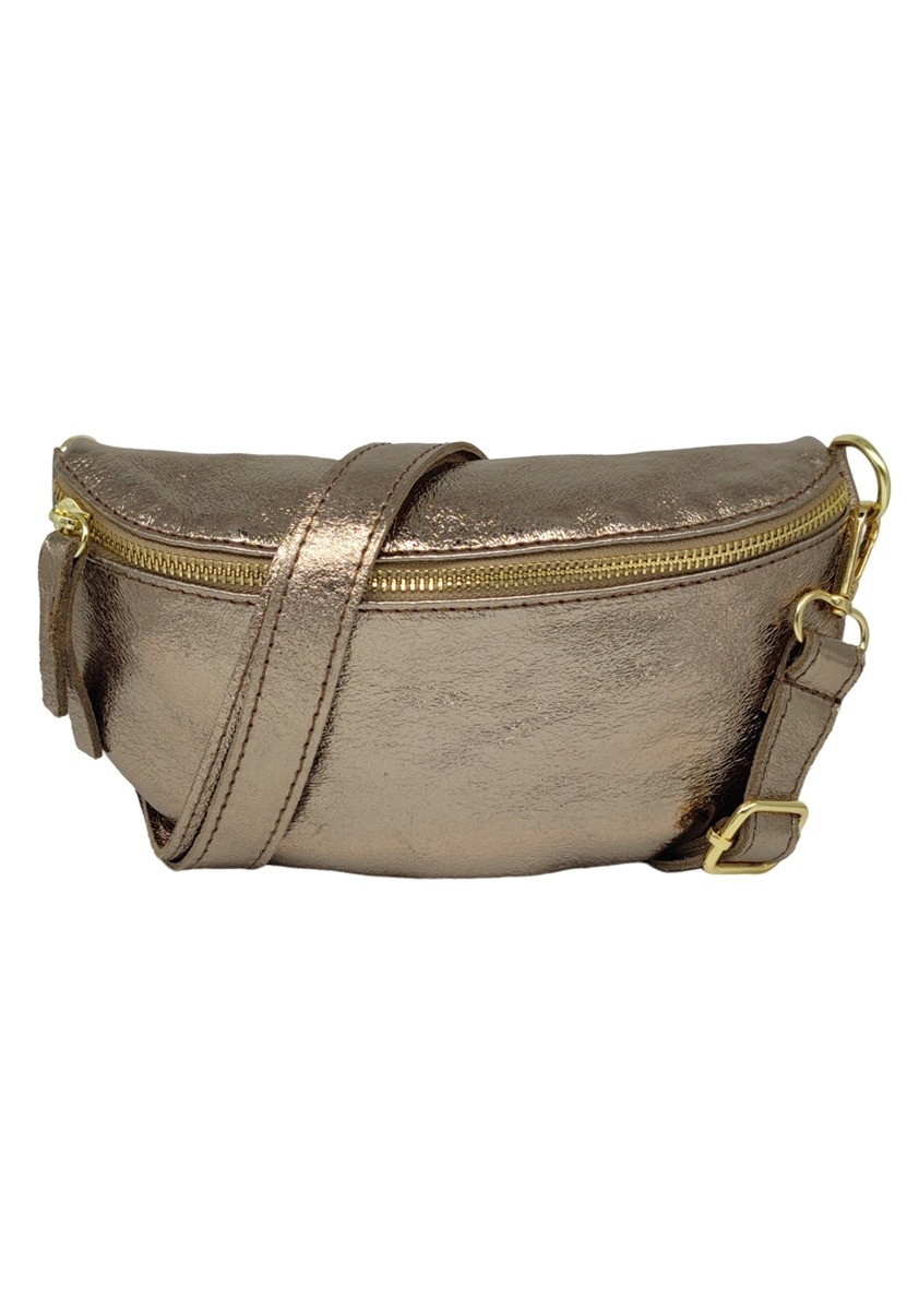 Soleil Chic Sac Banane cuir Demi Lune Champagne Irise