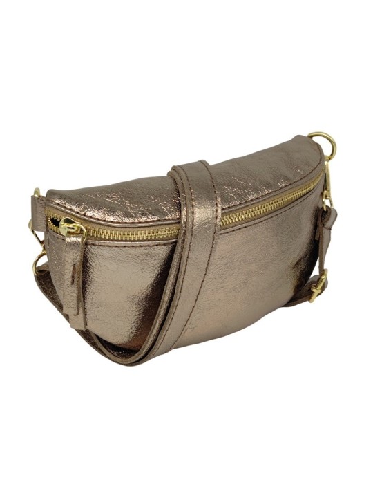 Soleil Chic Sac Banane cuir Demi Lune Champagne Irise