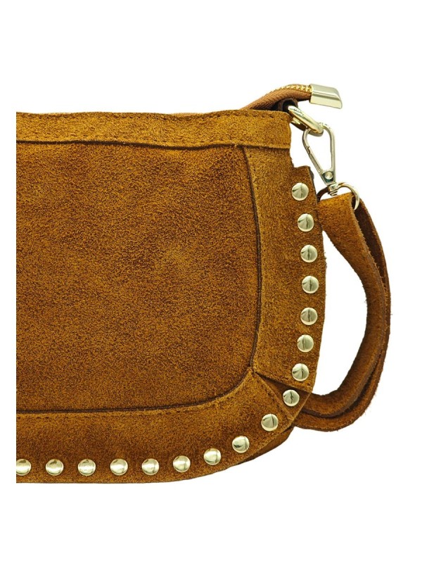 Soleil Chic Pochette Bandouliere Cloute Nubuck Camel