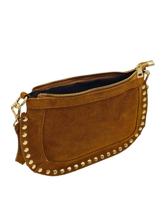 Soleil Chic Pochette Bandouliere Cloute Nubuck Camel