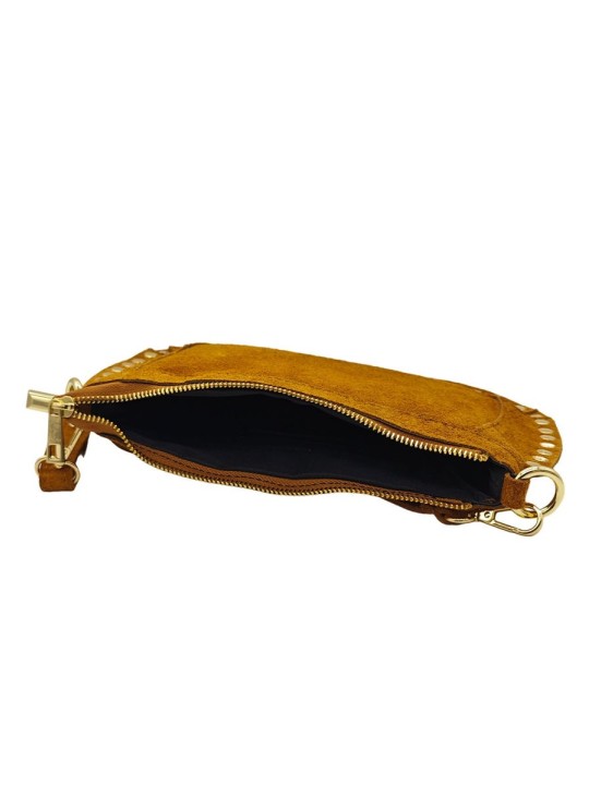Soleil Chic Pochette Bandouliere Cloute Nubuck Camel