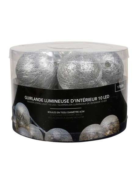 Guirlande 10 boules LED Tissu Argent SEMA DESIGN