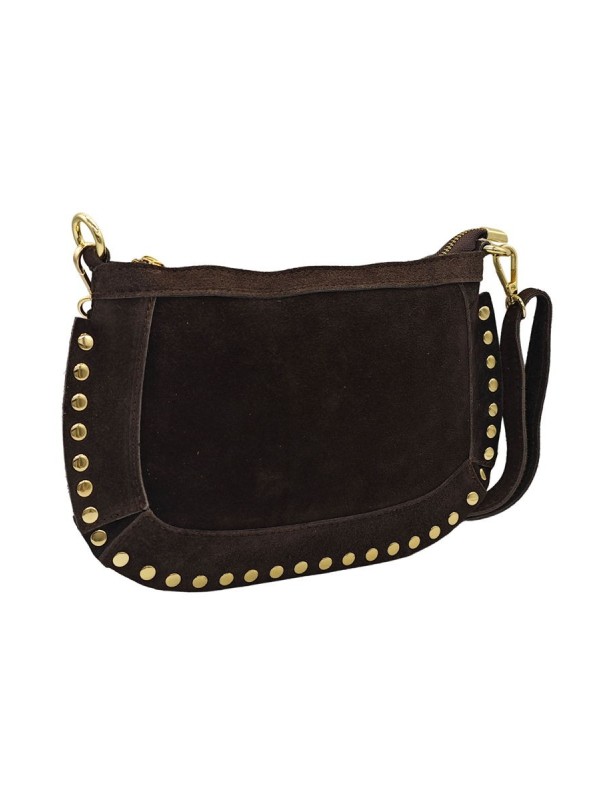 Soleil Chic Pochette Bandouliere Cloute Nubuck Choco